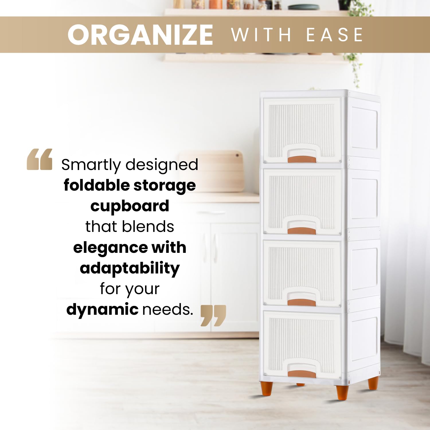 JD FRESH Tier Organizer for Clothes/Modular Kitchen Storage Rack/Modular Wardrobe for Cloth/Space Saving Closet for Bedroom-Living Room/Stackable Cabinet/Almirah for Home (White)